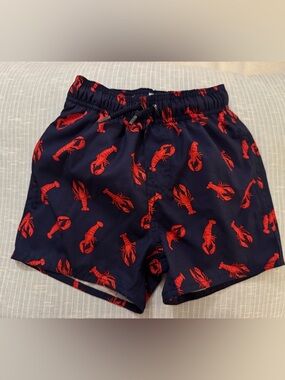 Class Club Navy Swim Shorts with Red Lobster